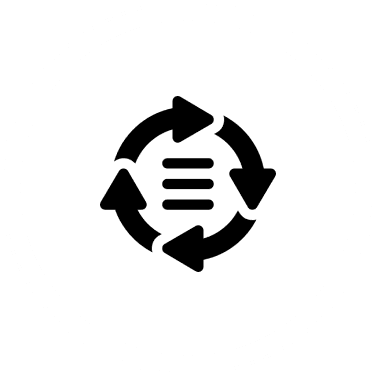 Circular arrows icon with horizontal lines.